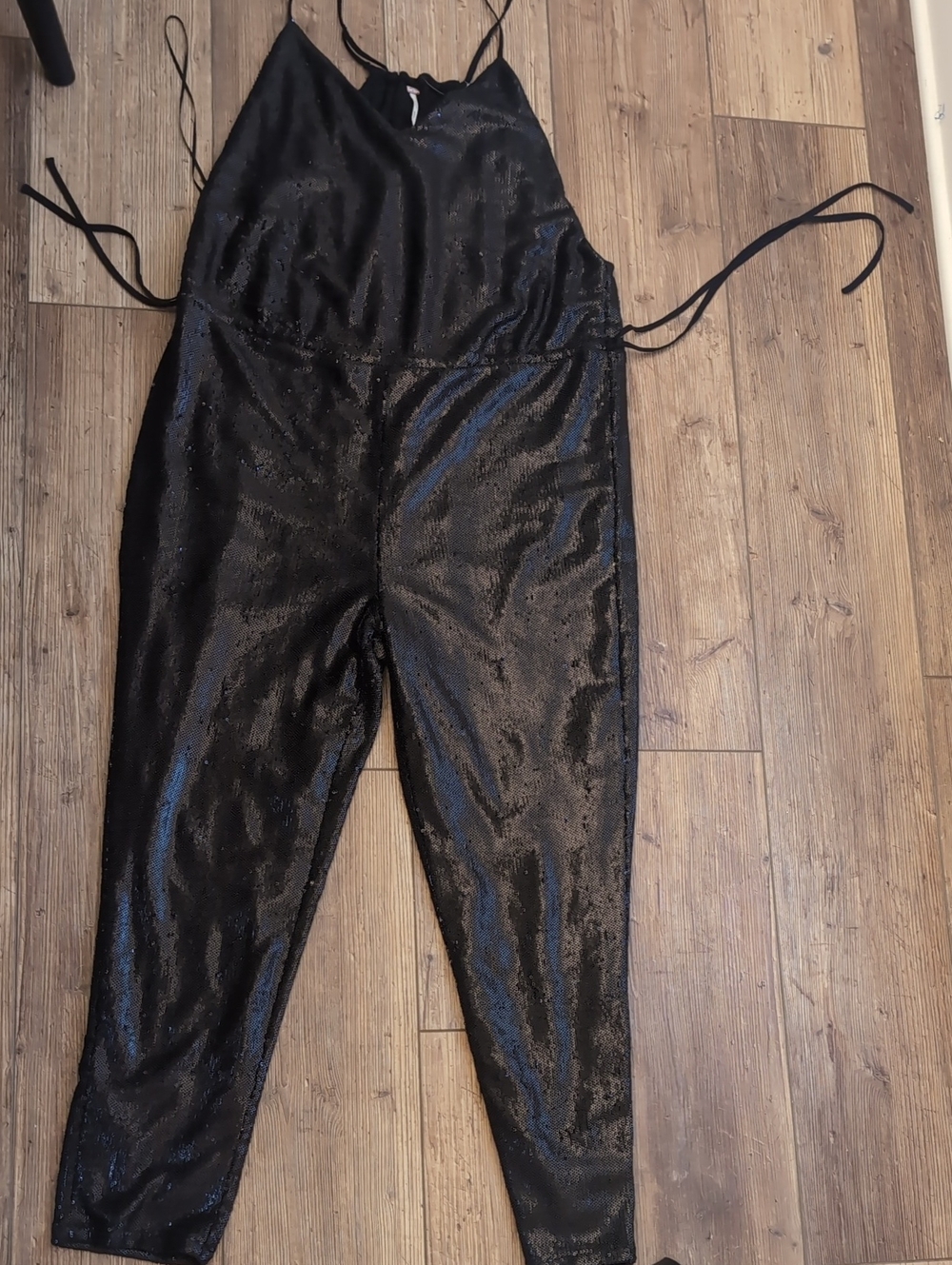 Free People Black Layered Top with Spaghetti Detail